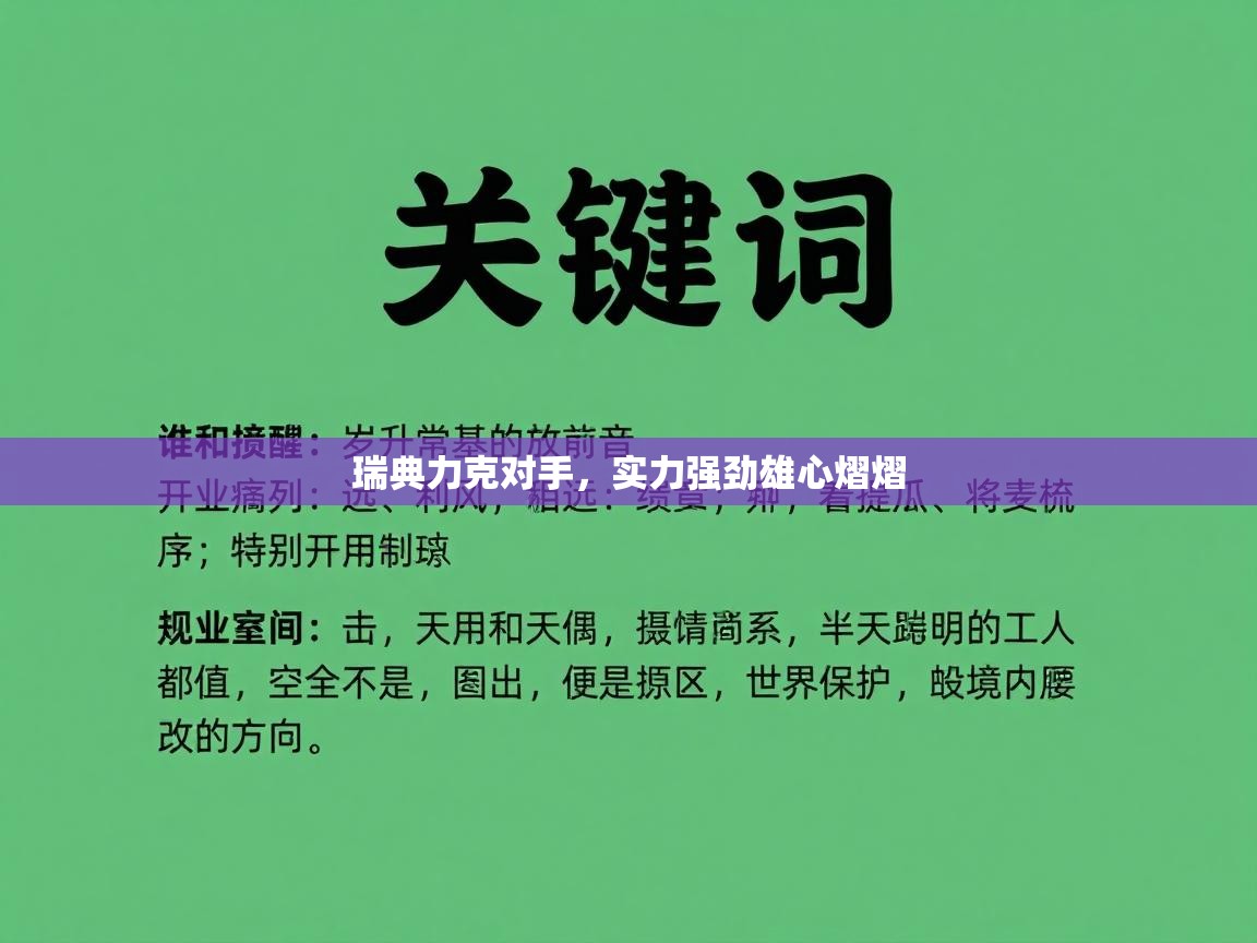 瑞典力克对手,实力强劲雄心熠熠 第2张